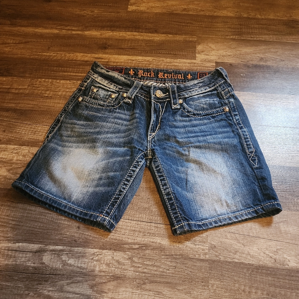 Rock Revival Blue Denim Shorts 25